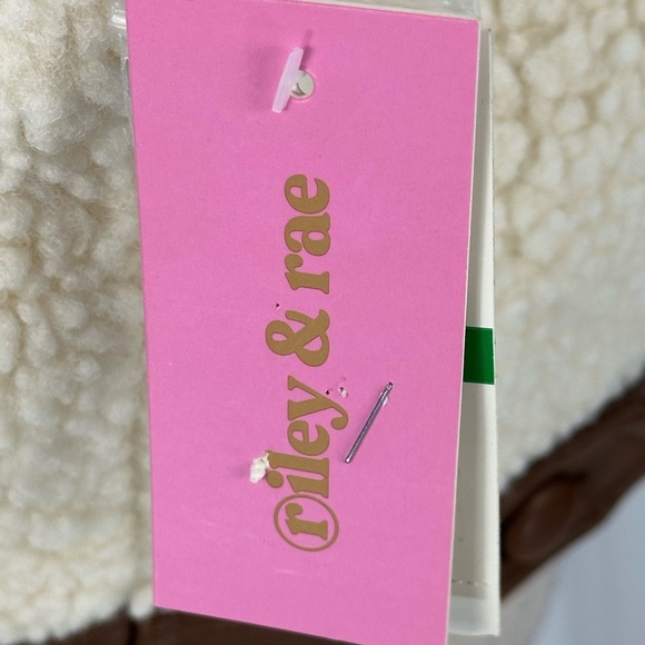 Riley & Ray Long Sleeve Teddy Faux Leather Detail Jacket - Cream - size Large - Picture 9 of 9